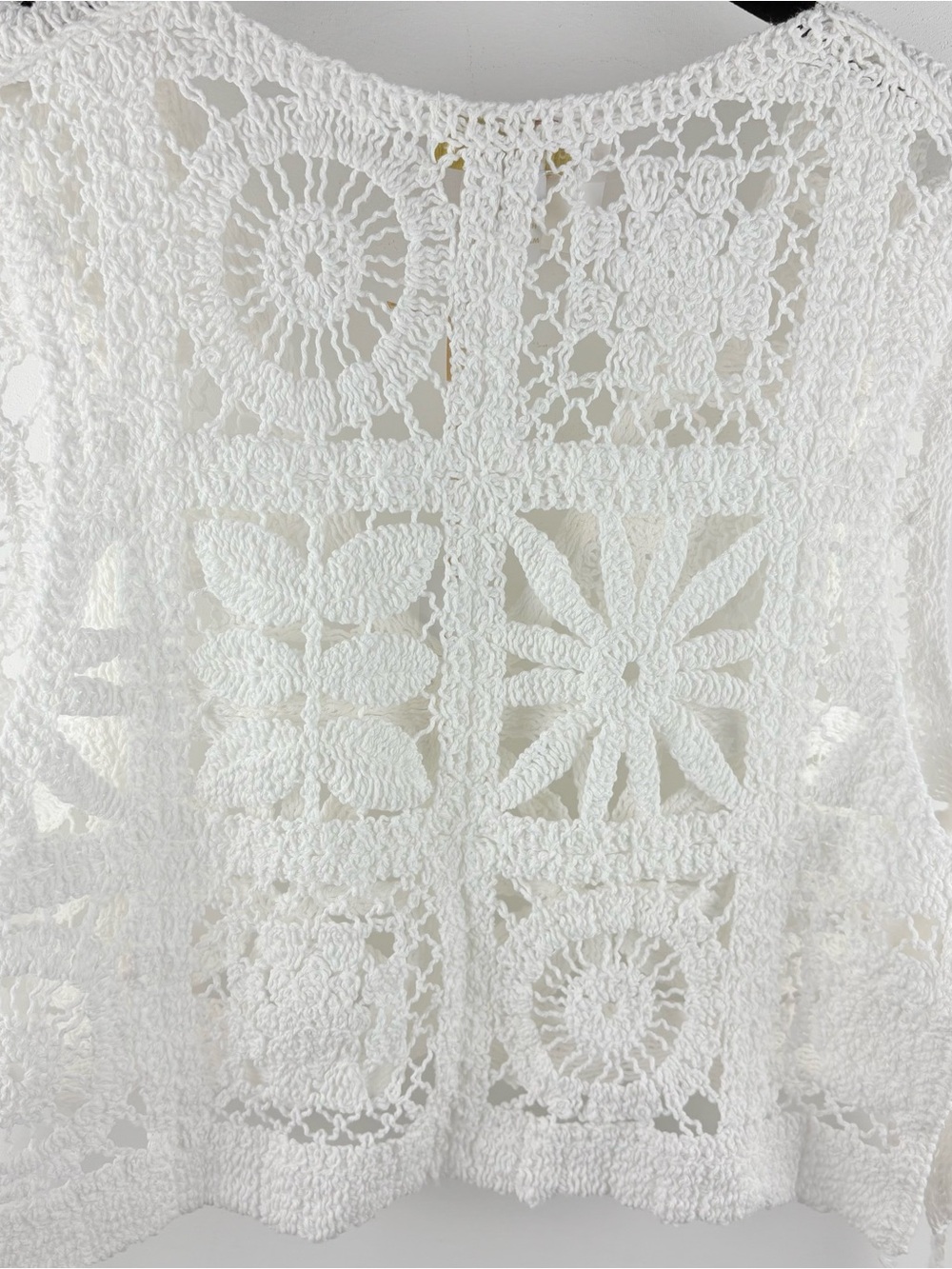 New House of Harlow 1960 White Crochet Knit Crop Tie Top Festival Whimsy Boho OS - Picture 4 of 11